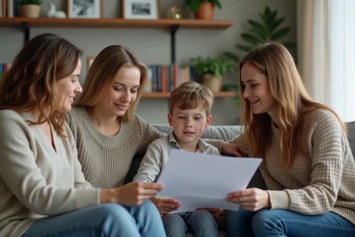 Maman et enfant lors d'un conseil familial chaleureux