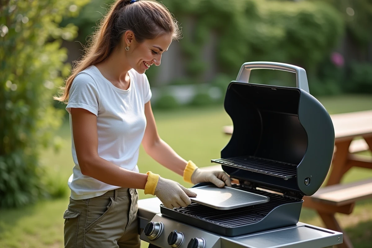 Femme remplaçant la plaque de base d