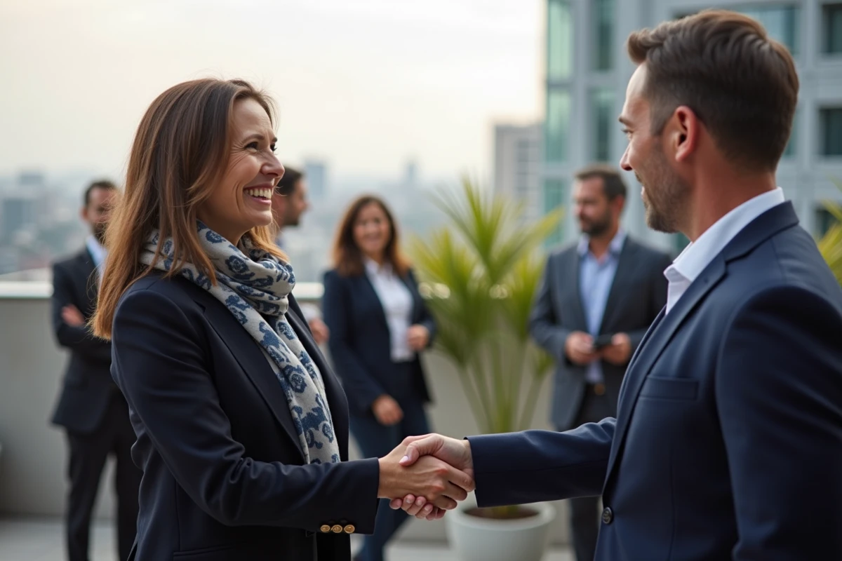 Femme executive souriante serrant la main d